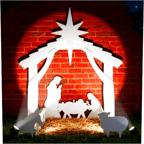 TOMETOTES All-Weather 4ft Outdoor Nativity Scene, Waterproof, Weather-Resistant Decor, Christmas Holy Decor Family Yard Nativity Set, Easy to Assemble & Store PVC - White