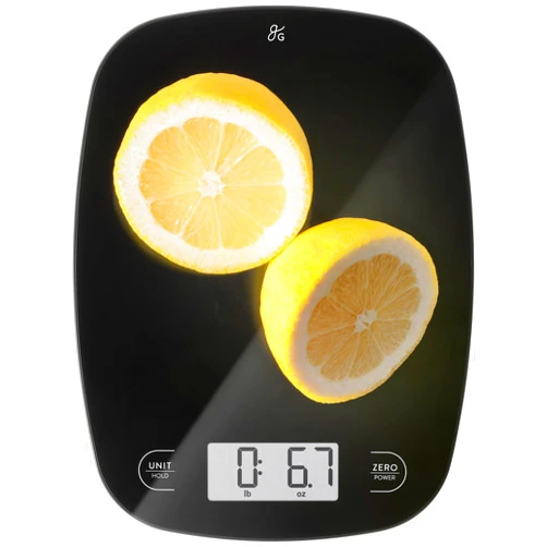 Greater Goods Digital Kitchen Scale - Cooking, Baking, Meal and Food Prep Scale, Weighs in Grams, Pounds and Ounces, Black Glass