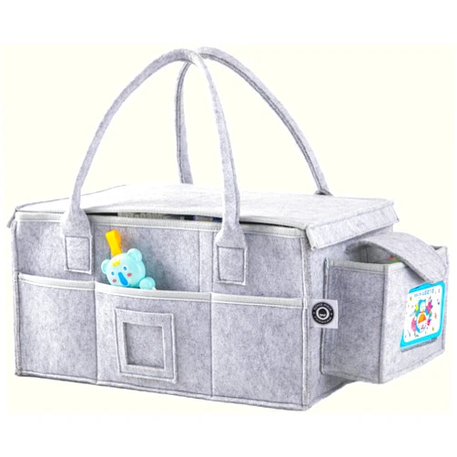 FANACAN Versatile Baby Diaper Caddy Organizer with Lid - Diaper and Baby Wipes Organizer: Ideal for Nursery Storage and Car Use - The Ultimate New Baby Gift Basket for Newborn Boy or Girl