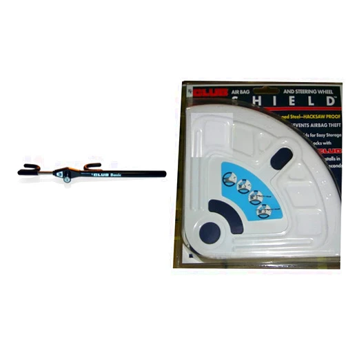 Winner International The Club 1234 Basic Club Steering Wheel Lock, Black & The Club SHL 704 Airbag and Steering Wheel Shield