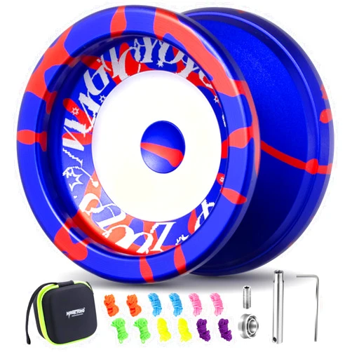 MAGICYOYO V6S LOCUS YoYo - Responsive/Unresponsive Dual Mode for Kids 8-12 & Adults | Pro Fingerspin Trick Design | Includes 12 Yo-yo Strings, Bearing Tool, Carry Bag (Vibrant Blue/Red)