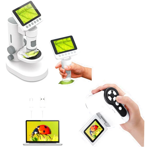 Barchrons Bundle: Microscope for Kids 1000X Zoom Pocket Handheld & Stage Toys for Kids Age 8-13