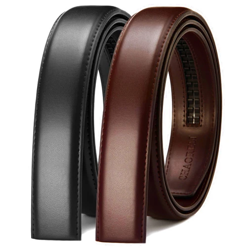 CHAOREN Ratchet Belt Replacement Strap 1 3/8”, Leather Belt Strap 2 Set for 40MM Slide Click Buckle