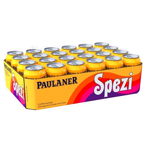 Paulaner Munchen Set of 24 Paulaner Spezi Soda ( 0.33 l - 11.16 flOz ) Tin Can (no alcohol)