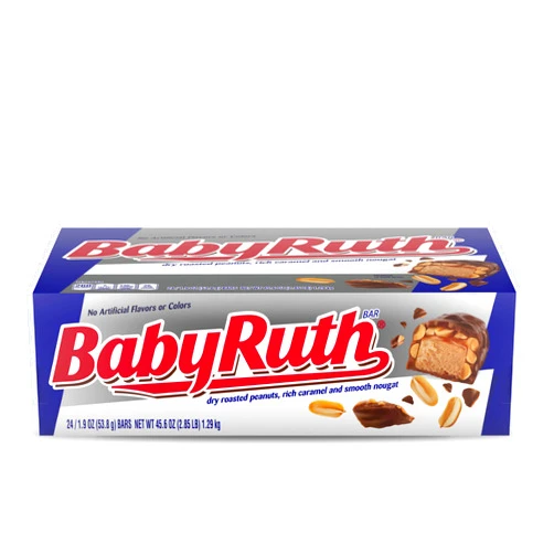 Baby Ruth, Chocolatey, Peanut, Caramel, Nougat, Full Size Individually Wrapped Candy Bars, 1.9 oz each, Bulk 24 Pack