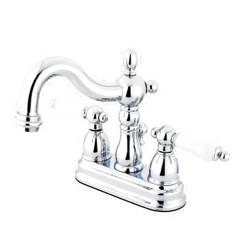 Kingston Brass KB1601PL Heritage 4-Inch Centerset Lavatory Faucet with Porcelain Lever Handle, Polished Chrome