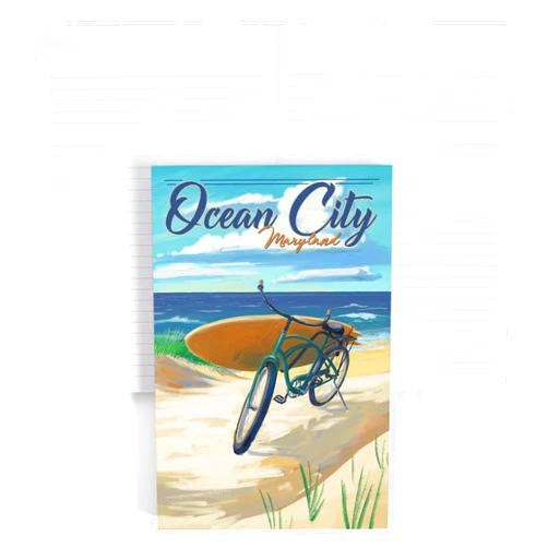 Lantern Press Ocean City, Maryland, Beach Cruiser on Beach (Lined 6x9 Journal, Lay Flat, 193 Pages, FSC Paper)