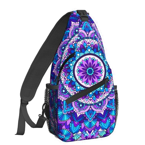 Famame Bohemian Style Mandala Print Sling Backpack Chest Bag Crossbody Shoulder Bag Gym Cycling Travel Hiking Daypack For Men Women