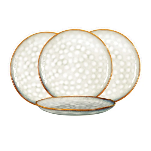 Henten Home Irregular Shape Ceramic Plates, 11 Inch Steak, Salad, Dinner Plate Set of 4, Porcelain Pizza, Pasta Plates, Serving Dish for Kitchen, Holiday Gifts, Dishwasher Safe (Misty White)