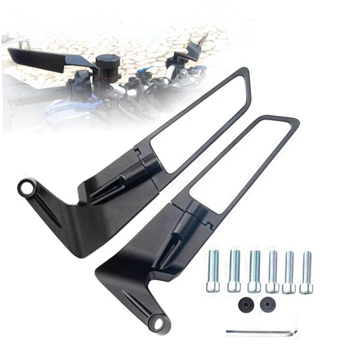 Xintre Motorcycle Mirrors Universal 10MM and 8MM Stealth Mirrors Motorcycle Wind Wing Side Mirror Rotating Rear View Mirror Compatible with Duke 390 250 Yamaha MT-07 Kawasaki Z400 Z650 Z900 Z1000 etc