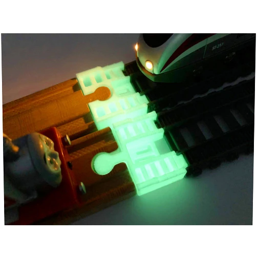 Handmade TrainLab.com Adapters, Compatible with Thomas & Friends TrackMaster (Gray 2014) and Wooden Railway Tracks, TrackMaster and wooden track accessories (2pc) (NiteBrite)