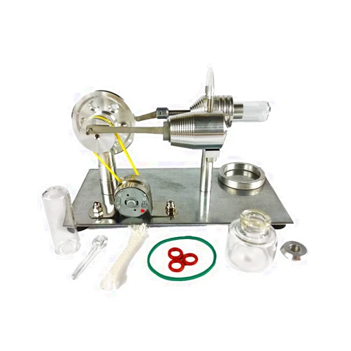 N\P Qing Shuang Stirling Engine steam Engine Physics Experiment Popular Science Invention Toy Model Motor Model Educational Toy Generator Colorful LED, Silver, LxWxH 6.45×3.3×3.8