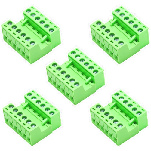 Jienk 5Pcs 6-Pin 300V 10A 5.08mm Pitch PCB Mount Screw Terminal Block Connector for 28-12AWG Cable