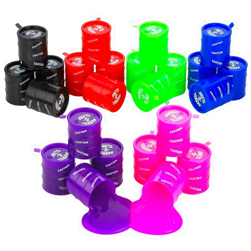 Kicko Small Barrel of Slime - 24 Pack Assorted Colors - Container 2 Inches - for Kids Boys and Girls, Party Favor, Fun, Toy, Novelty, Prize