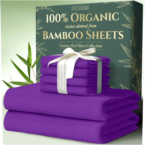 DECOLURE 100% Organic Viscose Derived from Bamboo Sheets King Size 6pcs - Ultra Soft & Luxuriously Cooling, 17