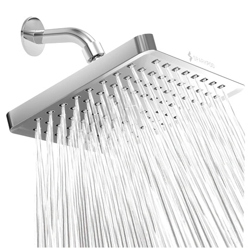 SparkPod Shower Head - High Pressure Rain - Premium Quality Luxury Design - 1-Min Install - Easy Clean Adjustable Replacement for Your Bathroom Shower Heads (Luxury Polished Chrome, 8 Inch Square)