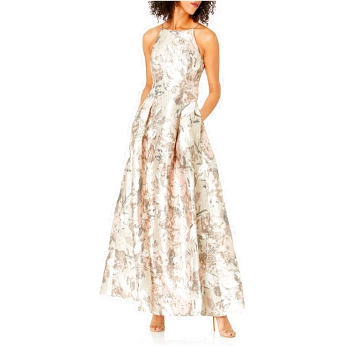 Aidan Mattox Women's Cut in Prnted Slvls Orgnza Gwn