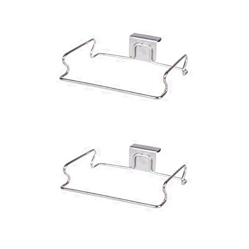 LITTLA 2 Pcs Large Stainless Steel Trash Bag Holder for Kitchen Cabinets Doors and Cupboards, Under Sink Bag Holder, Garbage Bag Holder, Kitchen Waste Can, Kitchen Trash Cans, Silver
