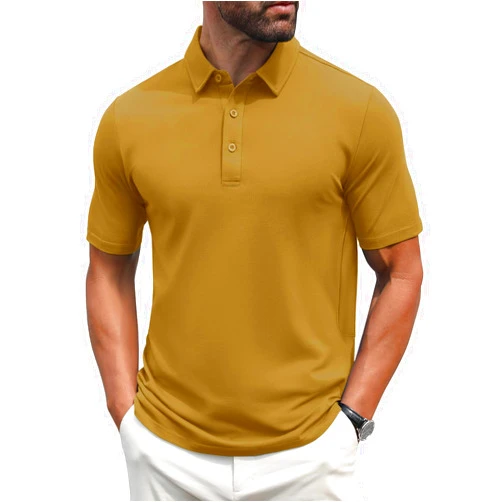 MAGCOMSEN Men's Polo Shirts Short Sleeve Cotton Pique Golf Shirt Casual Collared Shirt Lightweight Work Shirts with 3 Buttons