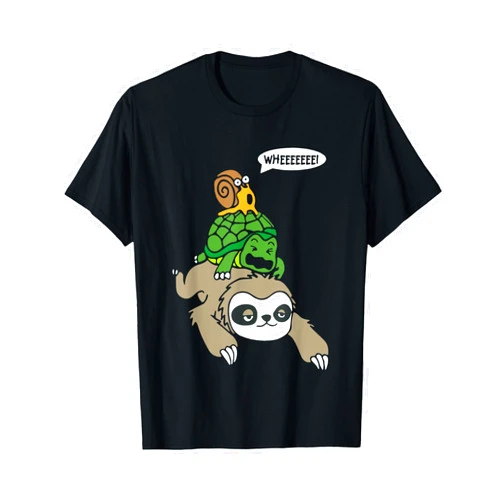 Sloth Turtle Snail Piggyback T Shirt Animal Tee's Sloth Turtle Snail Piggyback Animal Running Wild T-Shirt
