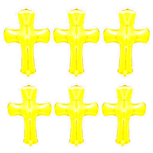 Lewtemi 6 Pcs 34 Inch Cross Shape Balloon Jumbo Baptism Balloons Christmas Large Memorial Balloons Communion Christening Religious Foil Balloon Foil Party Balloon for Xmas Home Outdoor Decorations (Gold)