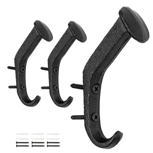 Generic SATOCASA Set of 3 Iron Horse Wall Hooks - Rustic Cast Iron Coat and Hat Hangers - Heavy Duty Iron Hooks for Hanging - Decorative Wall Hooks for Coat, Keys, Bag, Hat, and Hanger - Black