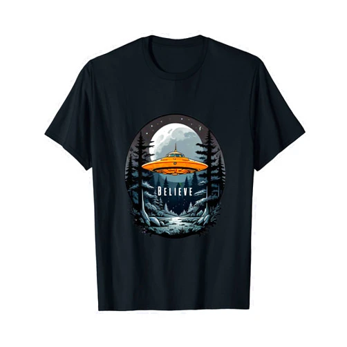 Visit The Alien UFO SCI FI Store Here Alien UFO Orange Flaming Black Pyramid Graphic T-Shirt
