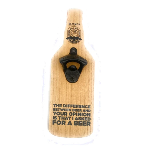 Katz BLKSMITH Wooden Wall Mounted Bottle Opener for Beer Lovers -Cast Iron -Funny Wooden Bottle Opener Makes a Unique Christmas Man Cave Gift. Great for Beer Lovers
