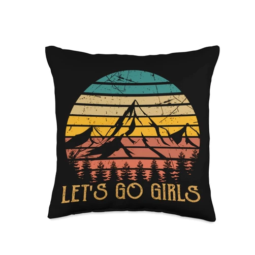 Vretinos Let's Go Girls Quotes Music Country Vaporware Mountains Throw Pillow, 16x16, Multicolor
