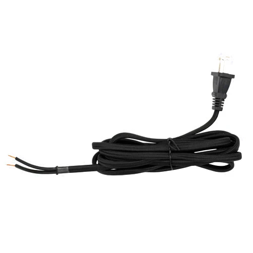 Creative Hobbies Rayon Cloth Covered Electric Lamp Cord with End Plug, Stripped Ends Ready for Wiring -8 Foot, SPT-2 UL Listed (Black)