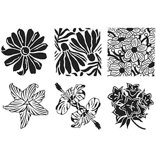 Jack Richeson Cedar Canyon Textiles Text CCT4004 Plastic Artist's Paintstiks Rubbing Plate, Garden Flower, 6-Pack