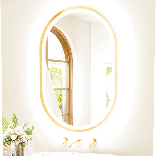 TETOTE Gold Oval Led Mirror with Lights 24
