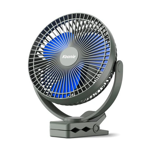 Koonie 10000mAh Rechargeable Portable Fan, 8-Inch Battery Operated Small Clip on Fan, USB Car Fan 4 Speeds, Sturdy Clamp for Office Desk Golf Cart Stroller Outdoor Travel Camping Tent Gym Treadmill