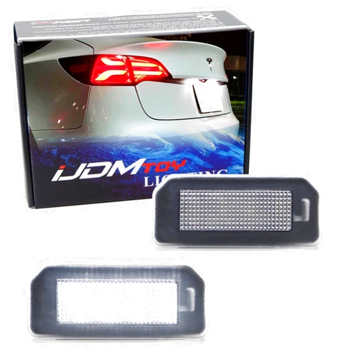 iJDMTOY OEM-Fit 18-SMD 3x Brighter Xenon White LED License Plate Light Kit Compatible With Tesla Model 3, Model Y, Powered by Xenon White LED Diodes