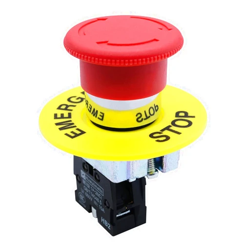 mxuteuk 22mm Red Mushroom Self-Locking Emergency eStop Push Button Switch Shut Off Switch 1 NC + 2 NC