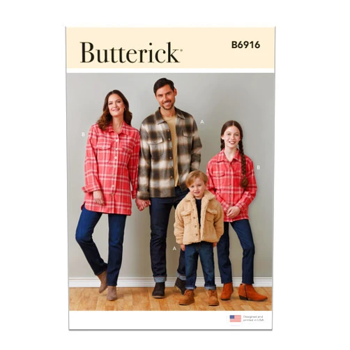 Butterick Children's, Teens' and Adults' Jacket Sewing Pattern Kit, Design Code B6916, Sizes XS-L/S-XL, Multicolor