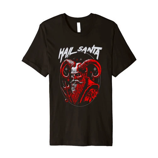 Scary Santa Funny Christmas Threads Hail Santa! Vintage Demonic Satanic Santa Claus Retro Funny Premium T-Shirt