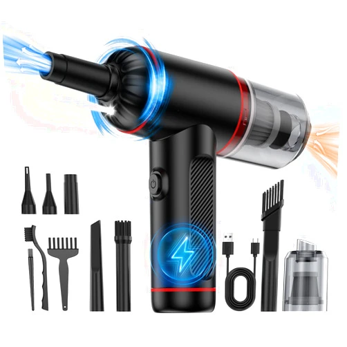 MARLALL Compressed Air Duster, MARLALL 3 Gear Adjustable Cordless Air Blower & Hand Pump Car Vacuum Cleaner Portable Rechargeable 100000RPM Mini Handheld Computer Keyboard Duster Cleaner with LED Light