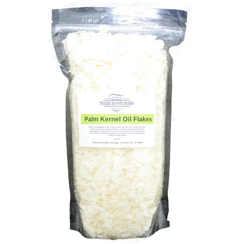 Traverse Bay Bath and Body Palm Kernel Oil Flakes 32- oz. / 2LB Soap making supply's in stand-up barrier pouch all natural.