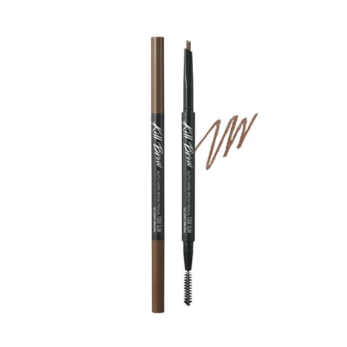 CLIO Kill Brow Auto Hard Eyebrow Pencil, Dual-End, Long Lasting, Waterproof, Smudge-Resistant, Spoolie Brush, Sharpener (02 Light Brown)