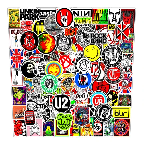 Bastban 100 PCS Music Themed Graffiti Stickers, Multicolor Vinyl Waterproof Aesthetic Stickers for Water Bottles, Laptop, Phone, Guitar, Skateboard, Motorcycle