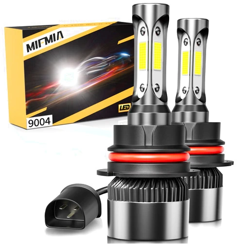 MIFMIA 9004 LED Bulbs, 25000LM Super Bright HB1 Bulbs, 6500K Cool White Plug and Play LED Fog Light Bulbs with Fan IP68 Waterproof, Pack of 2