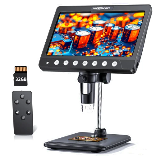 WINWEND Digital Microscope for Adults Kids 4k - 7'' HD IPS Coin Microscope for Error Coins with Screen | 1200X Soldering Microscope with 8 LED Lights | 32GB SD Card USB Microscope for Windows/MacOS