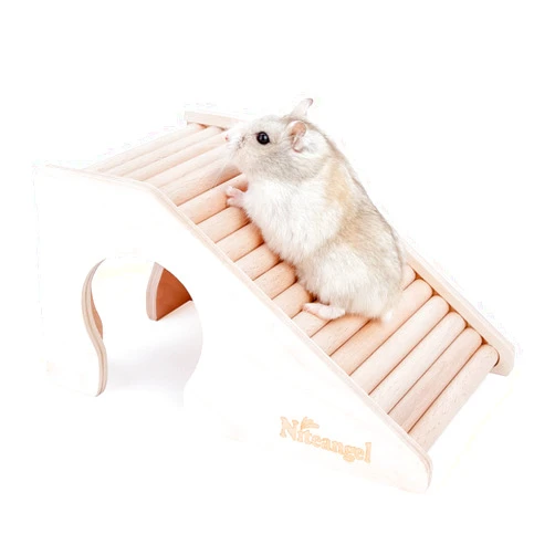 Niteangel Hamster House w/Climbing Ladder for Hamsters Gerbils Mice or Similar-Sized Pets (Trapezium-Shaped Hamster Hut)