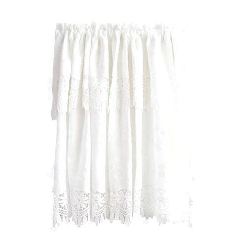 LUOFDCLDDD Short Curtain，Window Valance Embroidery Flower Crochet Lace, Pure White Cotton Half Curtain, Country Lace Short Curtain Door Curtain Coffee Shop Kitchen Cabinet Door Dust Half Draperie 1Pcs