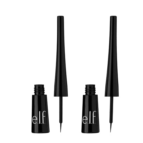 e.l.f. Expert Liquid Liner, High-Pigmented, Extra-Fine Liquid Eyeliner For Precise Definition, Long-Lasting, Vegan & Cruelty-Free, Jet Black, 0.14 oz, 2 count(Pack of 1)