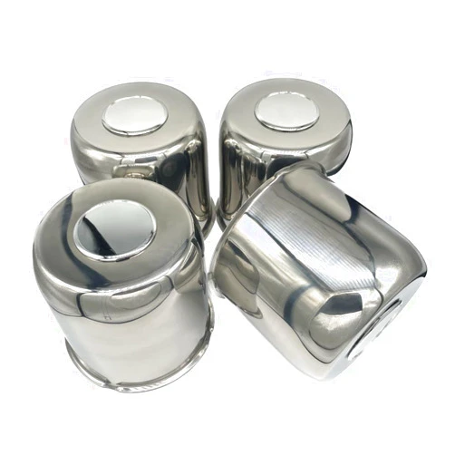 AYZH 4 Pack 4.90 Inch Center Caps Stainless Steel Push Through for Trailer Truck RV Wheels Rims 4.90