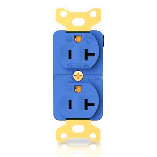 Monosaudio Audiophile Duplex Receptacle 20 Amp 125V Pure Copper Audio Wall Outlet an Audiophile Power Receptacle with Flame Retardant Shell for Home Stereo Sound Systems（24k Gold Plated ）