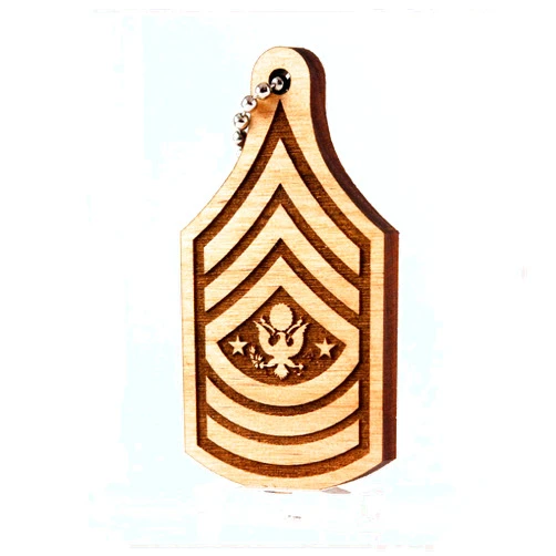 Sunset Design Lab E-9 Sergeant Major of The Army Rank US Army SMA OR-9 Wood Laser Cut Keychain Charm Ornament