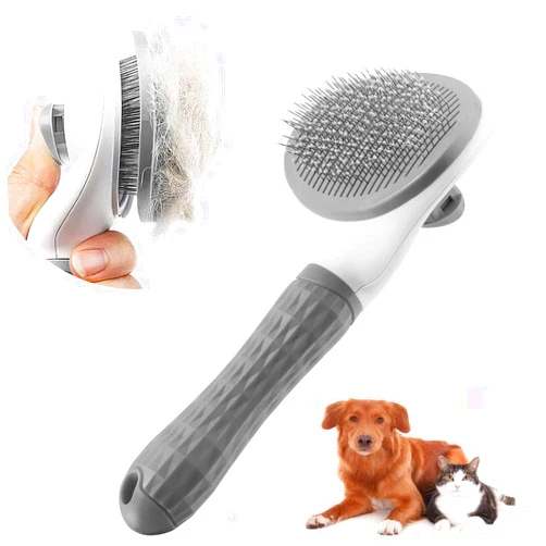 BILIXUN Cat Grooming Brush with Release Button Gently Removes Loose Undercoat, Cat Dog Brush for Shedding, Self Cleaning Slicker Brush Cat Comb, Pet Masage Tool for Short or Long Hair Indoor Cats